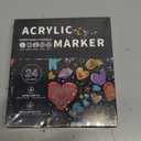 Acrylic Paint Markers, 24 Colors Paint Pens Acrylic Markers, Dual Tip with Dot & Fine Point for Rock Painting, Wood, Canvas, Glass, Stone, Ceramic Art Supplies & Craft Supplies.