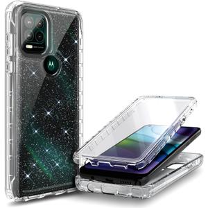 NZND Case for Motorola Moto G Stylus 5G with [Built-in Screen Protector], Full-Body Protective Shockproof Rugged Bumper Cover, Impact Resist Phone Case Cover (Crystal Glitter Clear)