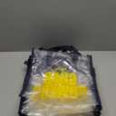 small clear tote bag, " CHAD POWERS" logo, navy blue straps, yellow logo, 10 pack