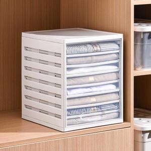 Minimalist Closet Organizer, Clothes Organizer for Folded Clothes, Plastic, Clear/Transparent, 7 Partitions