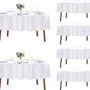 Fokitut 6 Pack Round Tablecloth, 70 Inch, Stain Resistant and Wrinkle Polyester Table Cloth, Fabric Table Cover for Kitchen Dining, Wedding, Party, Holiday Dinner-White
