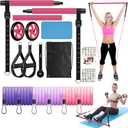 Pilates Bar Kit with Resistance Bands, Olodeer Pilates Reformer Exercise Bar with Ab Roller at Home Workout Equipment, Pilates Bar Set for Full Body Training Women & Men