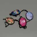 4 Pcs Eye Patch for Kids Adjustable Single Eye Patch with Elastic Strap for Girls Boys Women Soft Silky Eyepatch with Unicorn Skull Leaves Wave Pattern