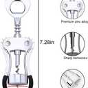 Wine Opener & Beer Opener, Heavy Duty Zinc Alloy Waiters Wing Corkscrew with Non-Slip Handle and Sharp Screw, Multifunctional Bar Tool for Bartenders, Sommeliers,Kitchen, Restaurant(Silver)