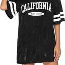 PORRCEY Juniors Short Sleeve Sequin Funny Dress Shirts (Black, Large)