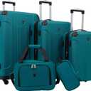 Travelers Club Chicago Hardside Expandable Spinner Luggage, Teal, 5 Piece Set