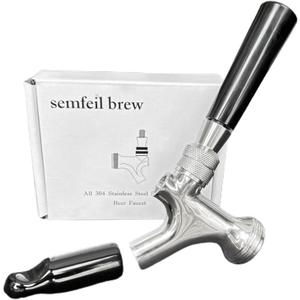 All 304 Stainless Steel Beer Faucet, Draft Beer Tap Kegerator Faucet Beer Keg Tap, Beer Keg Kegerator Nozzl Beer Tap with Well-Pouring, Fits for American Beer Shanks and Kegerator Beer Towers