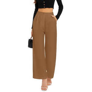 FUNYYZO Wide Leg Pants Women's High Elastic Waisted in The Back Business Work Trousers Long Straight Suit Pants Large