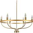 AUA Gold Chandelier for Dining Room, E12 Farmhouse Candle Light Fixture, Industrial Chandeliers for Living Room, Bedroom, Kitchen Island, Hallway, Foyer, Entryway