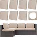 8Pcs Outdoor Cushion Covers, Patio Cushion Covers,Stretch Elastic Slipcovers, Replacement Washable & Reusable Furniture Protector for Patio Couch (Beige,Cover Only)