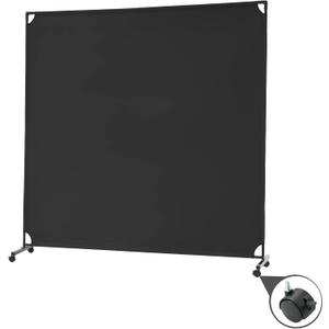 Spurgehom 6FT Single Panel Rolling Room Divider, Partition Privacy Screens with Wheels, Freestanding Fabric Room Panel, Portable Wall Divider for Office, Room, Restaurant, Hospital (Black)