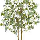 Warmplants Artificial Eucalyptus Tree, 5ft Tall Fake Eucalyptus Plant with Woven Basket, 60'' Silk Leaves Faux Tree for Indoor Home Office Livingroom Garden Floor Dcor