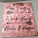 EYROZILL 3 Ring Binder 1 Inch for Letter-Size Paper with 5-Tab Dividers, Cute Pink 8.5" x 11" Three Ring Binders with Clipboard for Women School Office Supplies, Stay Positive