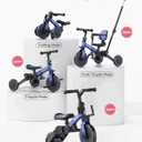 besrey 4 in 1 Toddler Bike, Toddler Tricycle for 1-3 Year Old, Trike with Push Handle, Backrest and Safety Belt, Birthday Gifts and Toys for Boys and Girls, Balance Bike (Dark Blue)