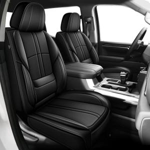 for Chevy Silverado Seat Covers 2007-2025 2026 for GMC Sierra Seat Covers 2007-2025 2026, 1500 2500HD 3500HD, Leather Ice Silk Waterproof Trucks Pickup Seat Covers Custom Fit
