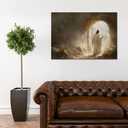 UCRAASDEB Framed Jesus Canvas Wall Art Christian Resurrected Savior Leaves the Tomb Pictures Wall Decor Jesus Christ Painting Posters Prints for Church Room Prayer Room Decor 16'' x 12''