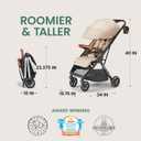 Bombi Bbee V2 Lightweight Baby Stroller - Premium Vegan Leather, One-Hand Fold, Infinite Recline, Aircraft-Grade Aluminum Frame, XXL Canopy, and Ample Storage Umbrella Stroller - Sand