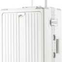 Carry On Luggage 22x14x9 Airline Approved Aluminum Frame, 20 Inch Hard Shell Carry On Luggage, Suitcase Carry-on Zipperless Luggage, TSA Approved (White)