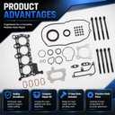 Steel Head Gasket Kit w/10 Bolts Fits L15B7 L15B9 1.5L Turbo | Compatible with Accord Civic CR-V, Replace HS55383 1225159B004 122516A0A01, Excellent sealing