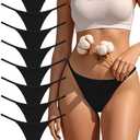Oshkang Cotton G-String Thongs for Women Underwear Breathable Stretch Low Rise Panties T-back Sexy Ladies 8 Pack (US, Alpha, Large, Regular, Regular, BB-8 Pack-Black), Size L