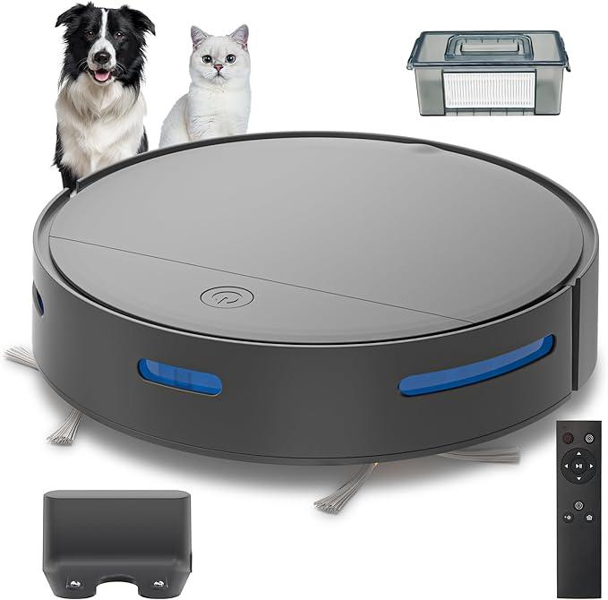 ENCHE Upgraded Robot Vacuum Cleaner with 3500Pa Power Suction, Robot Vacuum 550ML Large Dust, Remote Control, Automatic Self Charging Robotic Vacuum, Ideal for Pet Hair, Hard Floor, Low Carpet
