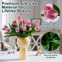 20PCS Fake Tulips Artificial Tulip Silk Flowers Fake PU Bouquet Artificial Flowers Faux Flowers with Gift Box Soft Faux Tulips Bouquets Arrangements for Party Wedding Home (Pink)