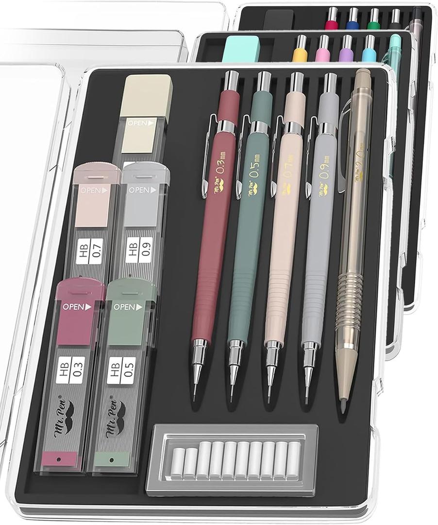 Mr. Pen- Mechanical Pencil Set with Leads and Eraser Refills, 5 Sizes - 0.3, 0.5, 0.7, 0.9 and 2 Millimeters, for Drafting, Drawing and Sketching (Vintage)