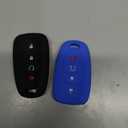 Btopars 2pcs 4 Button Smart Key Fob Silicone Rubber Case Cover Protector Holder Compatible with Chevy Chevrolet Blazer Bolt Equinox Traverse Trax Trailblazer Volt Cruze Sonic Black Blue