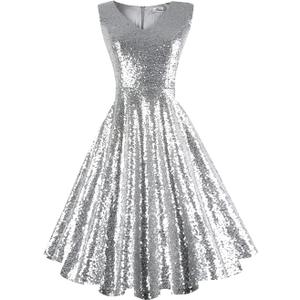 Dressever Women's 50s 60s Vintage Sleeveless Cocktail Party Dress with Pockets (3X-Large)