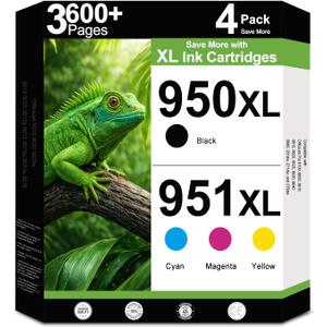 950XL 951XL Combo Compatible for HP 950 951 XL Ink Cartridge Work for OfficeJet Pro 8640 8660 8100 8110 8600 8610 8615 8620 8625 8630 Printers with V27.2.1 Chip ( 4-Pack Black, Cyan, Magenta, Yellow )