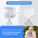 Carer Mens Incontinence Underwear Washable 3 Pack Cotton Reusable Incontinence Boxers Briefs for Men Built in Cotton Pad for Bladder Leakage 150ML, 4X-Large