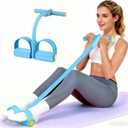Pedal Resistance Bands with Handles, Upgrade 6-Tubes Manual Tension Training Pedal, Natural Rubber Foot Pedal Resistance Bands, Multifunction Fitness Bands for Abdomen, Waist, Arm, Leg (Blue)