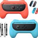 [Switch 1/2 Compatible] FASTSNAIL Grips for Nintendo Switch 2 (2025)/1&OLED for Joy-Con 2, Wear-Resistant & Anti-Slip Controller Grips Handle Kit, Switch 2 Joypad Holder Accessories (Orange,Blue)