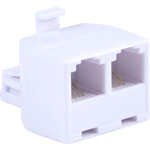 Power Gear Telephone Duplex Adapter, Home or Office, Compatible with Answering Machines, All Brands, RJ14, RJ11, White