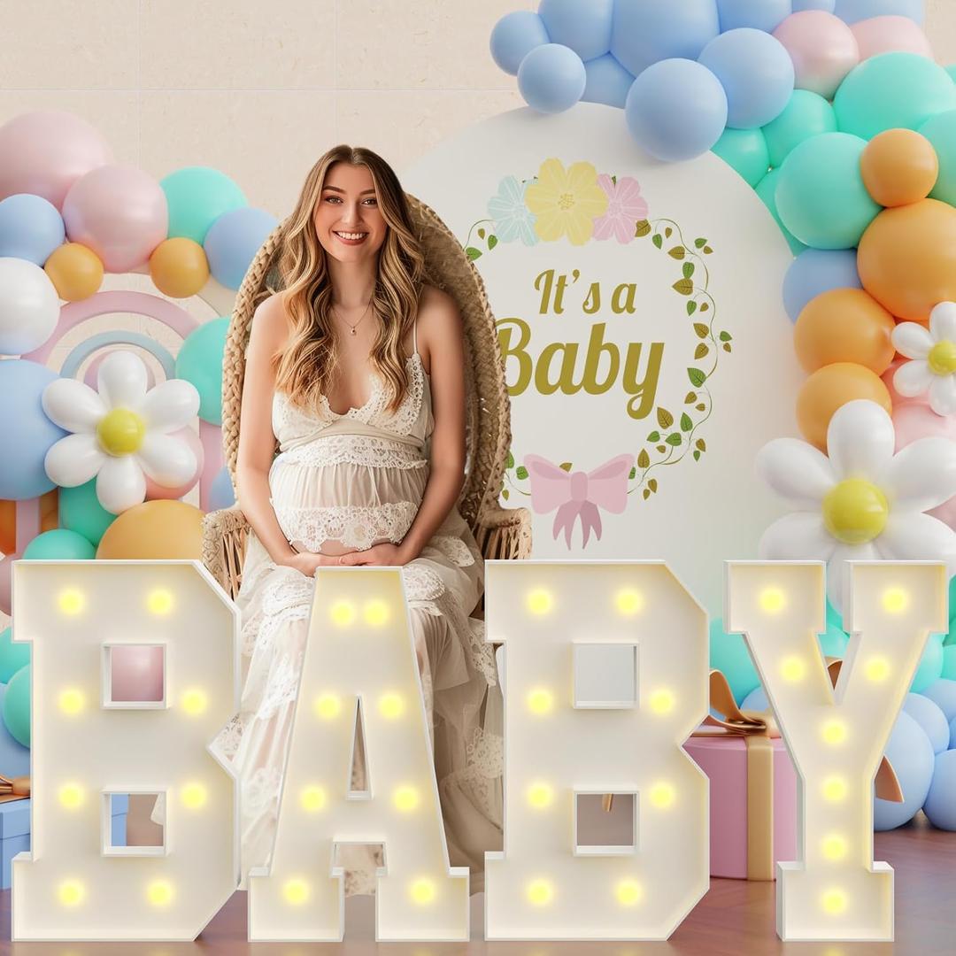Baby Shower Decorations Marquee Letters: 2.3FT Marquee Light Up Letters for Baby Shower, Large Letters for Gender Reveal Decorations Party Backdrop Decor
