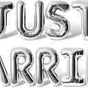 Letter Balloons - JUST MARRIED 16" Inch Alphabet Letters Foil Mylar Balloon Wedding Party Banner (Silver)