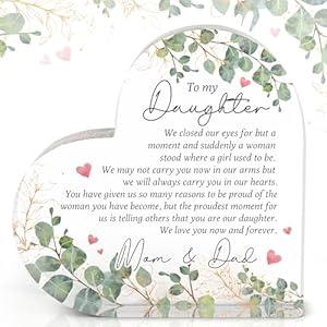 SUCHAGIFT Gifts for Daughter - Daughter Gifts from Parents - Birthday, Christmas, Wedding, Graduation Gifts for Daughters - To My Daughters from Dad Mom, Father Mother Gift - Acrylic Plaque