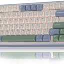 AULA F75 75% Wireless Mechanical Keyboard, Hot Swappable Creamy Keyboard, Pre-lubed Reaper Switches RGB Backlit Gaming Keyboards, 2.4GHz/Type-C/BT5.0(White & Green) (Emerald)