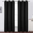 LEMOMO Black Thermal Blackout Curtains/42 x 95 Inch/Set of 2 Panels Room Darkening Curtains for Bedroom 