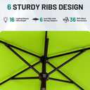 AreShark 6.5' x 10' Rectangular Patio Umbrella with Solar Lights, Solar Powered Lighted Market Umbrella w/Tilt and Crank, Outdoor Table Umbrella for Garden, Deck, Backyard, Pool, Apple Green