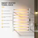 Towel Warmer Rack, Heated Towel Racks for Bathroom, Wall Mounted Towel Warmer, Stainless Steel 8-Bars Drying Rack with Intelligent Touch Screen Timer, Brushed Nickel