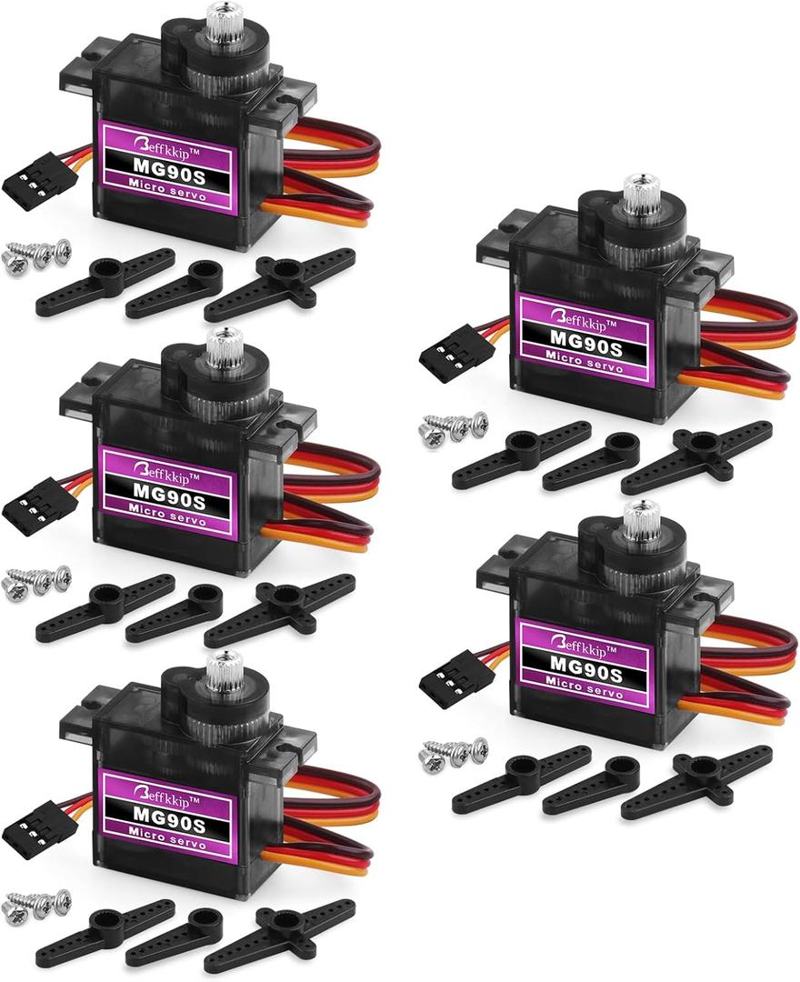 5 Pack Mg90s Servo Motor 9g Micro Servos Kits Metal Gear for DIY Smart Robot Toys RC Toy Car Model Helicopter RC Boat