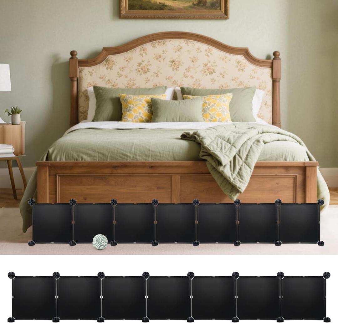Under Bed Blocker for Pets,11.8" H x 83" L in Total Bed Blockers for Under Bed, Sturdy Adjustable Underbed Blocker to Stop Pets & Items from Going Under Bed, Black