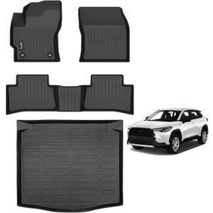 AIPOIL Floor Mats & Cargo Liner Set for 2022-2024 2025 Toyota Corolla Cross FWD (Not for Hybrid) All Weather Protection TPE Anti-Slip Automotive Full Set Accessories - Black AIPOIL Floor Mats & Cargo Liner Set for 2022-2024 2025 Toyota Corolla Cross FWD (Not for Hybrid) All Weather Protection TPE Anti-Slip Automotive Full Set Accessories - Black
