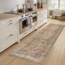 Lahome Oriental Washable Kitchen Runner Rug Non Slip, 2x8 Bathroom Runners for Hallways with Rubber Backing, Vintage Soft Long Carpet for Laundry Bedroom Eleanor, Peach/Orange