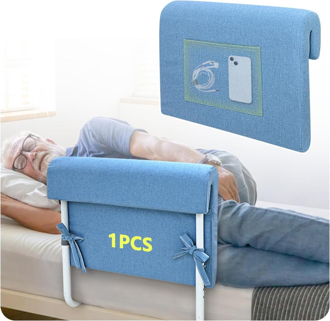 KAAMOS Bed Rail Padding Cushion, Bed Rail Covers Padded for Hospital Beds, Beds Fall Protector, Bedside Guard Bumper Barrier Pads for Elderly Adults, Medical Foam Bedside Pad Assist Railing (1Pcs)