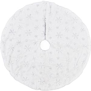 Christmas Tree Skirt 35in Plush Tree White Standing Mat Pad with Snowflake for Xmas Holiday Decoration