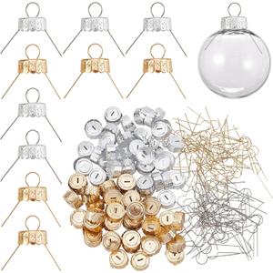 arricraft About 200 Pcs Christmas Round Ornament Cap, 0.73inch Aluminum Ornament Cap Replacement Hangers Caps for Glass Porcelain Ceramic Christmas DIY Decorations
