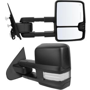 ECCPP Pair Tow Mirrors Fit For Chevy For GMC 2014-2018 Pickup Truck
Large Lens Power Adjustment,Heated Funtion,Running Light,Manual Telescoping,Black Textured,Driver and Passenger Side