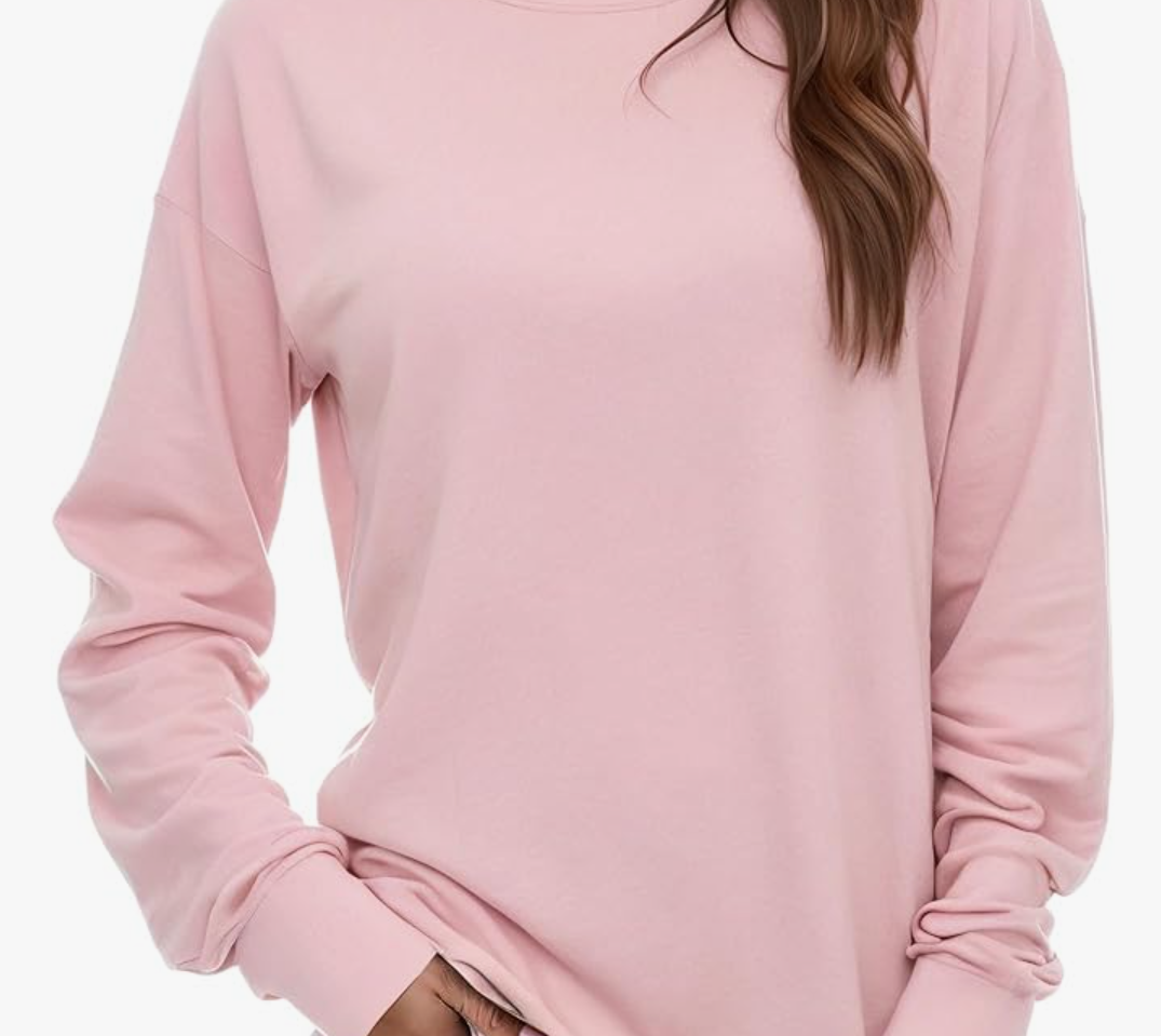 AURUZA Sweatshirt for Women Long Sleeve Crewneck Sweatshirt Women Causal Loose Fit Pullover Tunic Top Fall Clothes Shirts, L
